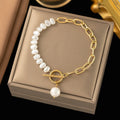 Baroque Style ID Bracelet with Pearls