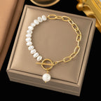 Baroque Style ID Bracelet with Pearls