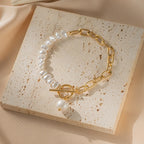 Baroque Style ID Bracelet with Pearls