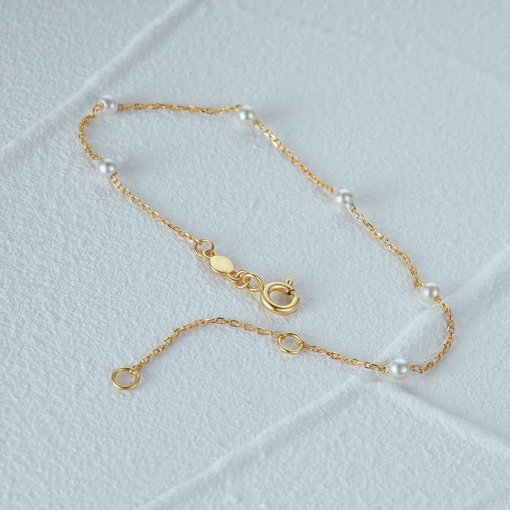 End Chain Bracelet with White Pearls
