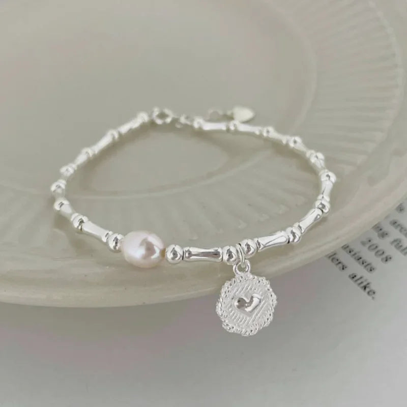 Retro Style ID Bracelet with Pearl