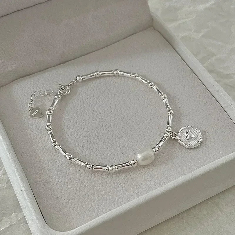 Retro Style ID Bracelet with Pearl