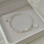 Retro Style ID Bracelet with Pearl