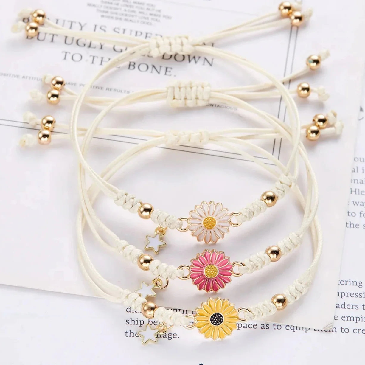 Yellow Daisy Flower ID Bracelet
