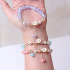 Multicolored Crystal Flower ID Bracelet