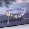 Blue Crystal Flower ID Bracelet
