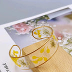 Bracelet Gourmette Fleur en Résine Transparente jaune a