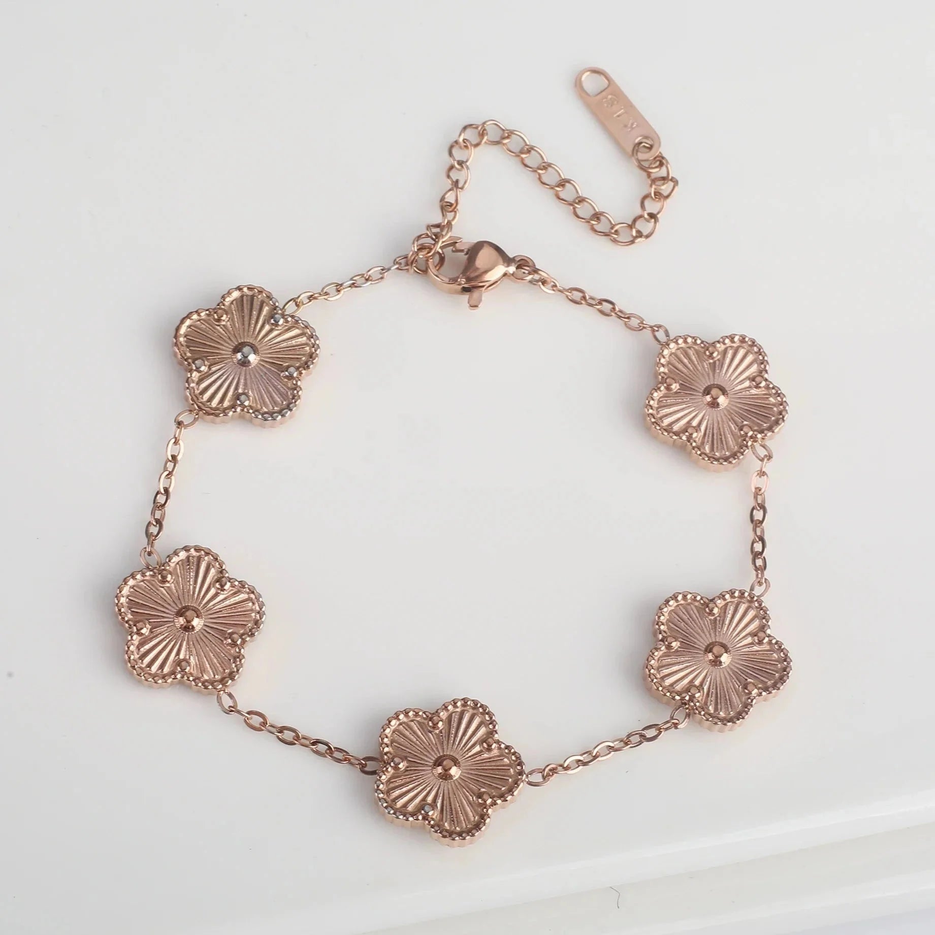 5 Petal Flower ID Bracelet rose gold