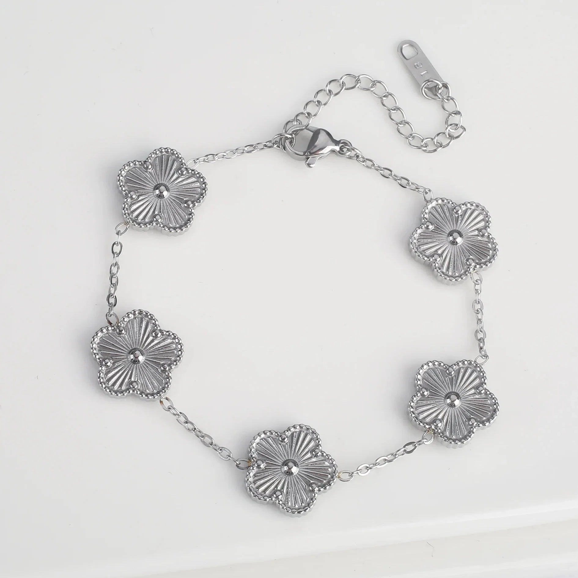 5 Petal Flower ID Bracelet silver