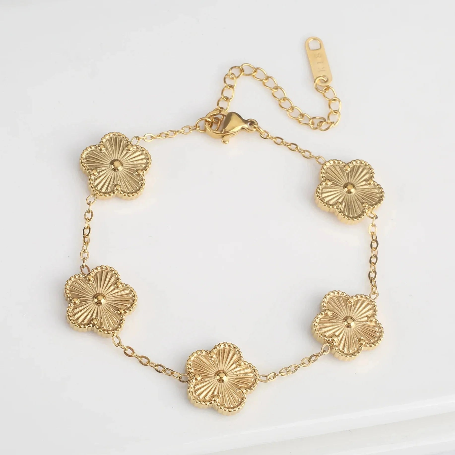 5 Petal Flower ID Bracelet gold