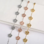 Bracelet Gourmette Fleurs à 5 Pétales or rose