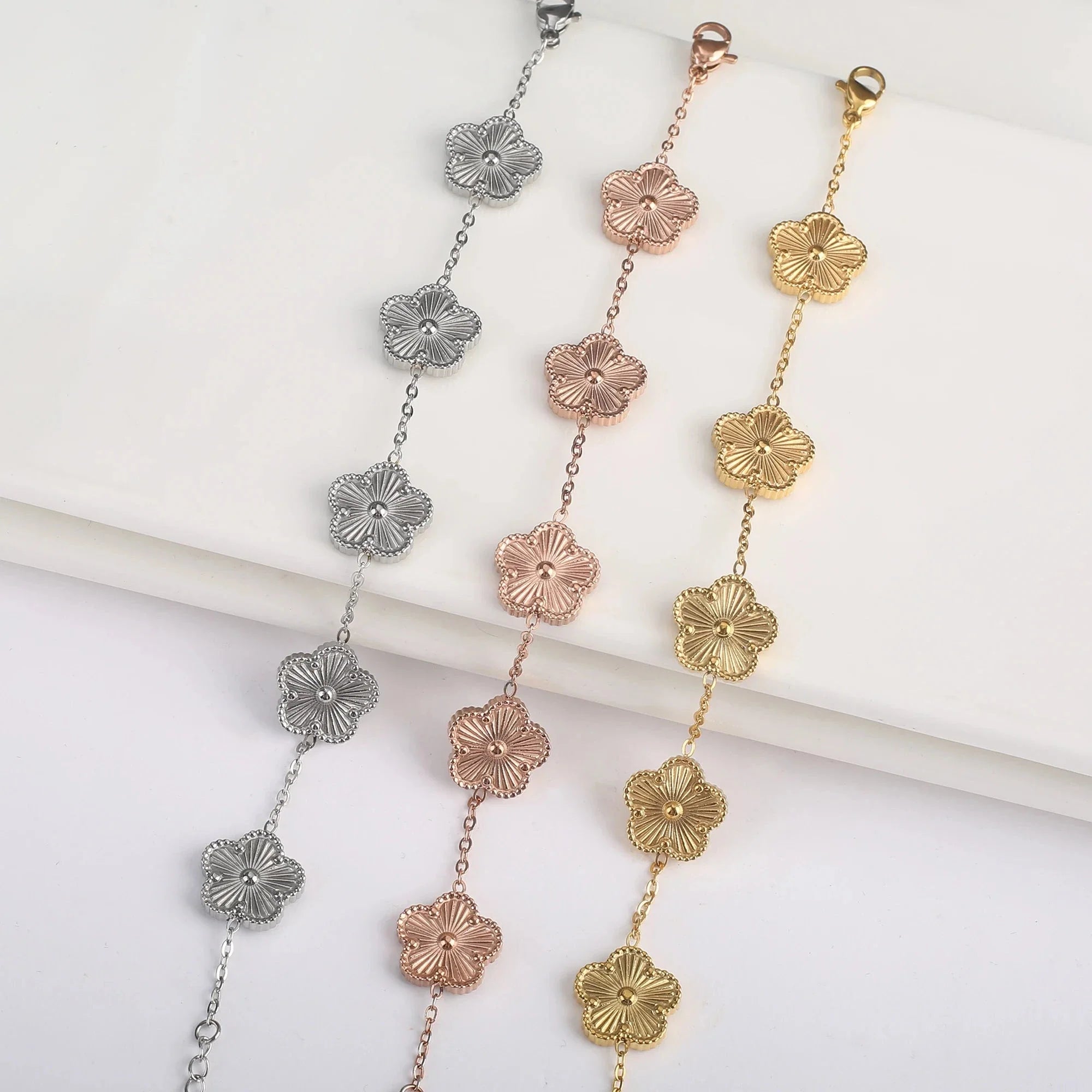 5 Petal Flower ID Bracelet rose gold