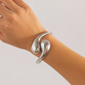 Asymmetric Large Water Drop ID Bracelet silver
