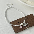 Butterfly Knot and Pearl ID Bracelet