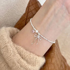 Butterfly Knot and Pearl ID Bracelet
