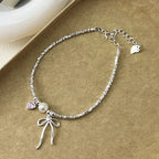 Butterfly Knot and Pearl ID Bracelet