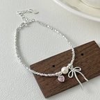 Butterfly Knot and Pearl ID Bracelet