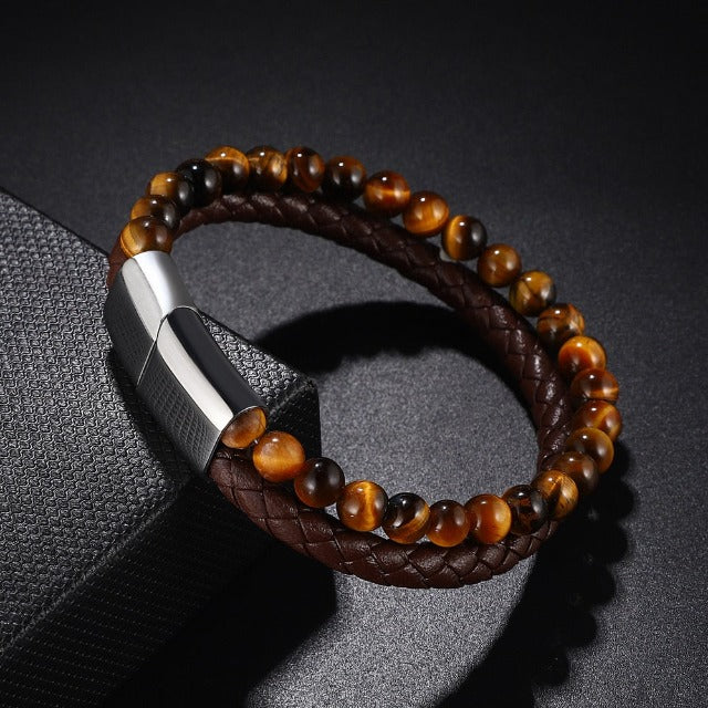 Black Tiger Eye Stone ID Bracelet