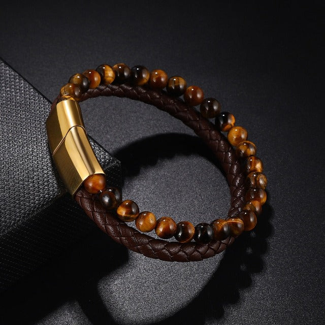 Tiger Eye Stone Gold ID Bracelet