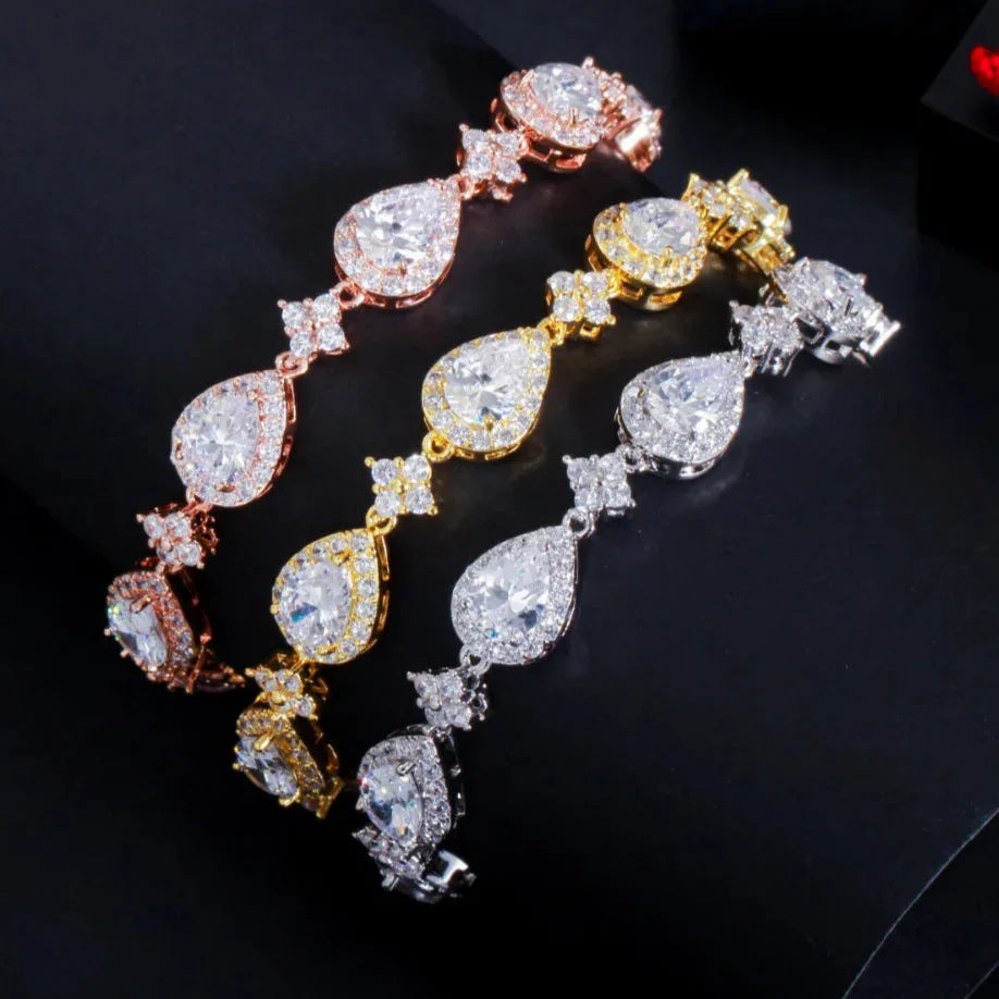 Bracelet Goutte d'Eau en Zircon rose