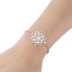 Life Flower Mandala Bracelet Dawapara Women's Chain Silver