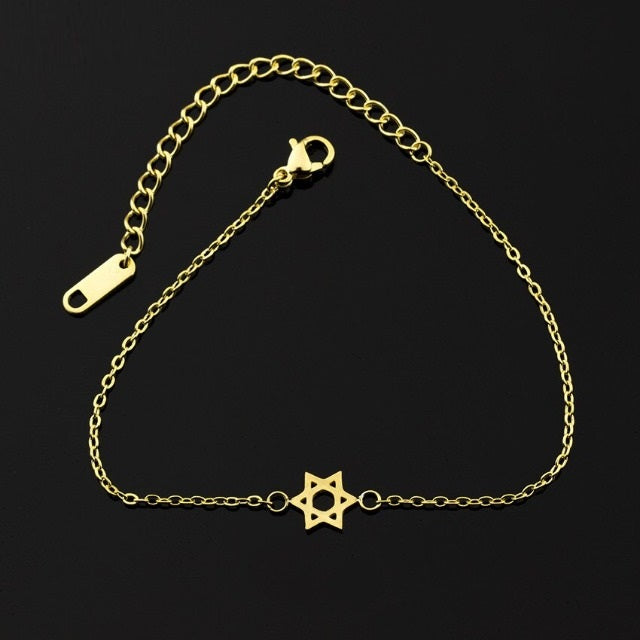Hexagram Bracelet Star of David Judaism Gold Chain
