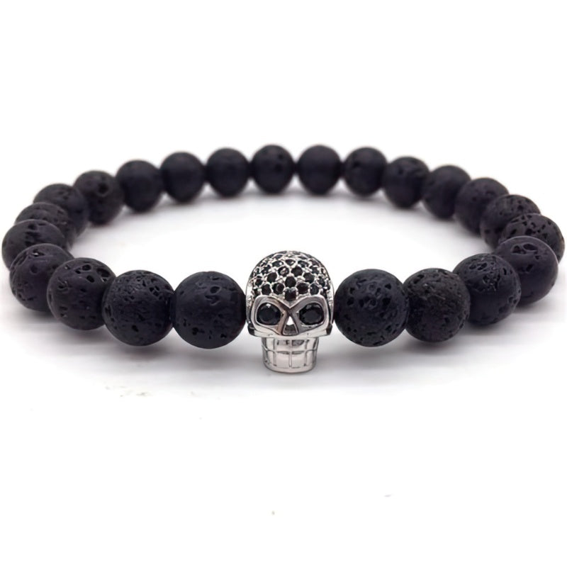 Men's Bead Bracelet Skull Head