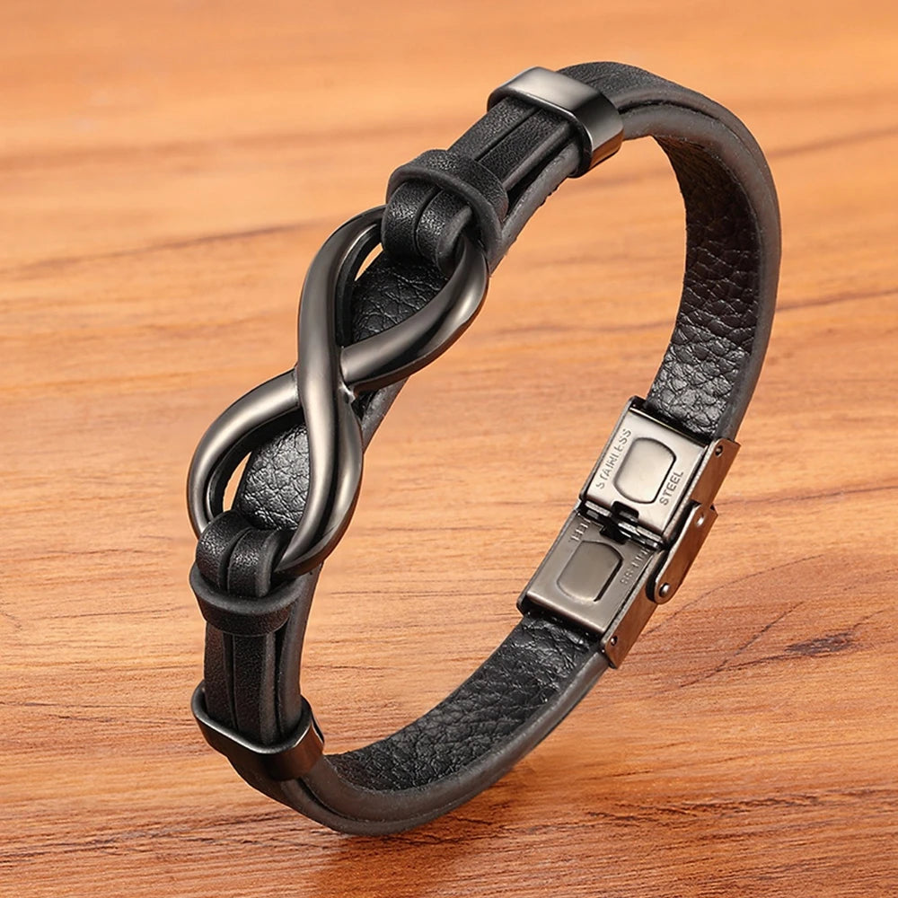 Bracelet Infini Cuir noir