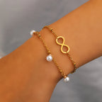 Bracelet Infini Perles or