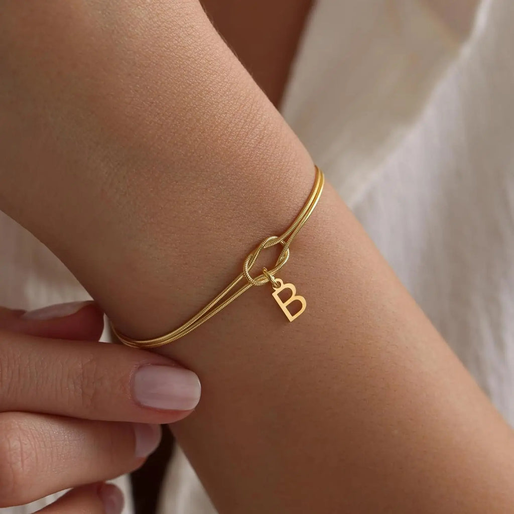 Initial and Knot Bracelet - Letter 