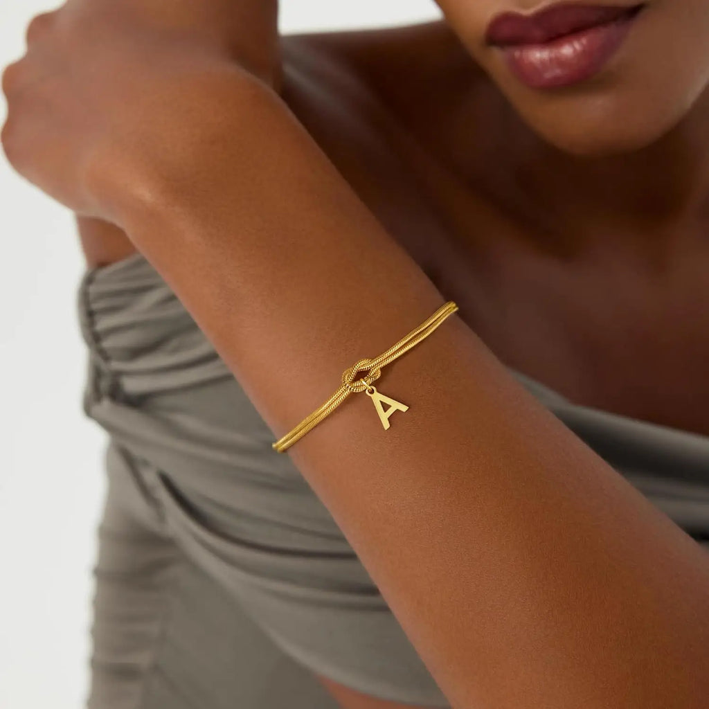 Initial and Knot Bracelet - Letter 