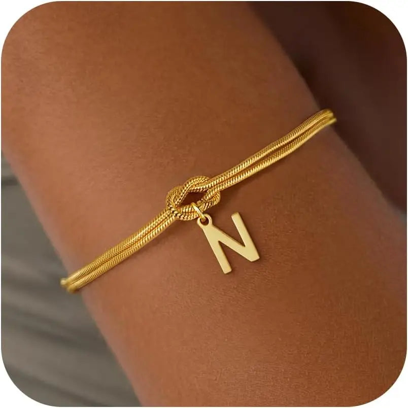 Initial and Knot Bracelet - Letter 