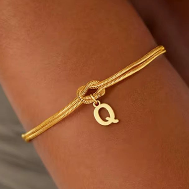 Initial and Knot Bracelet - Letter 