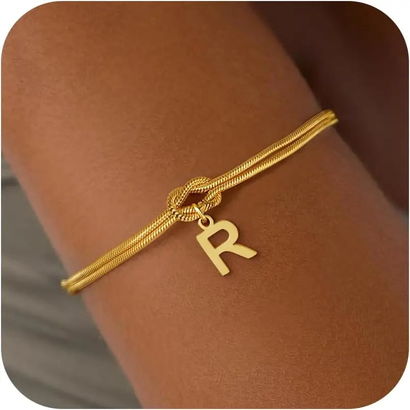 Initial and Knot Bracelet - Letter 