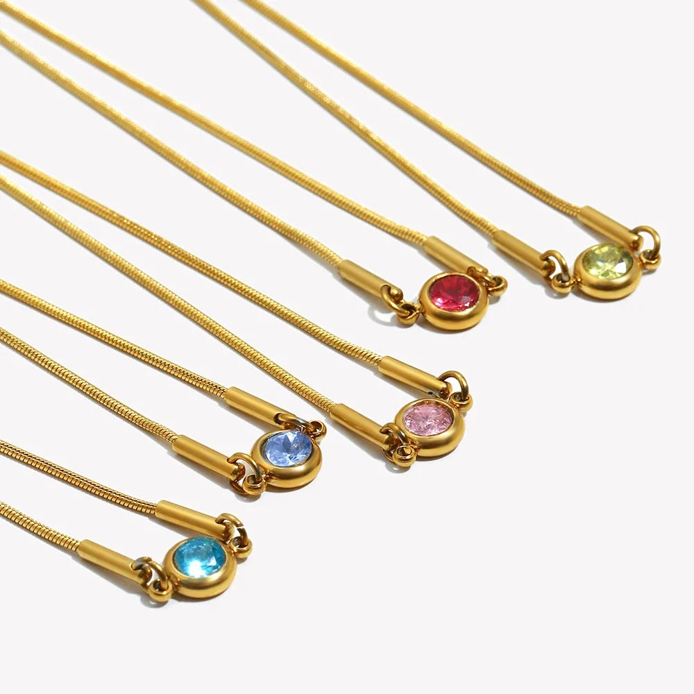 Bracelet jonc avec pierre de naissance colorée