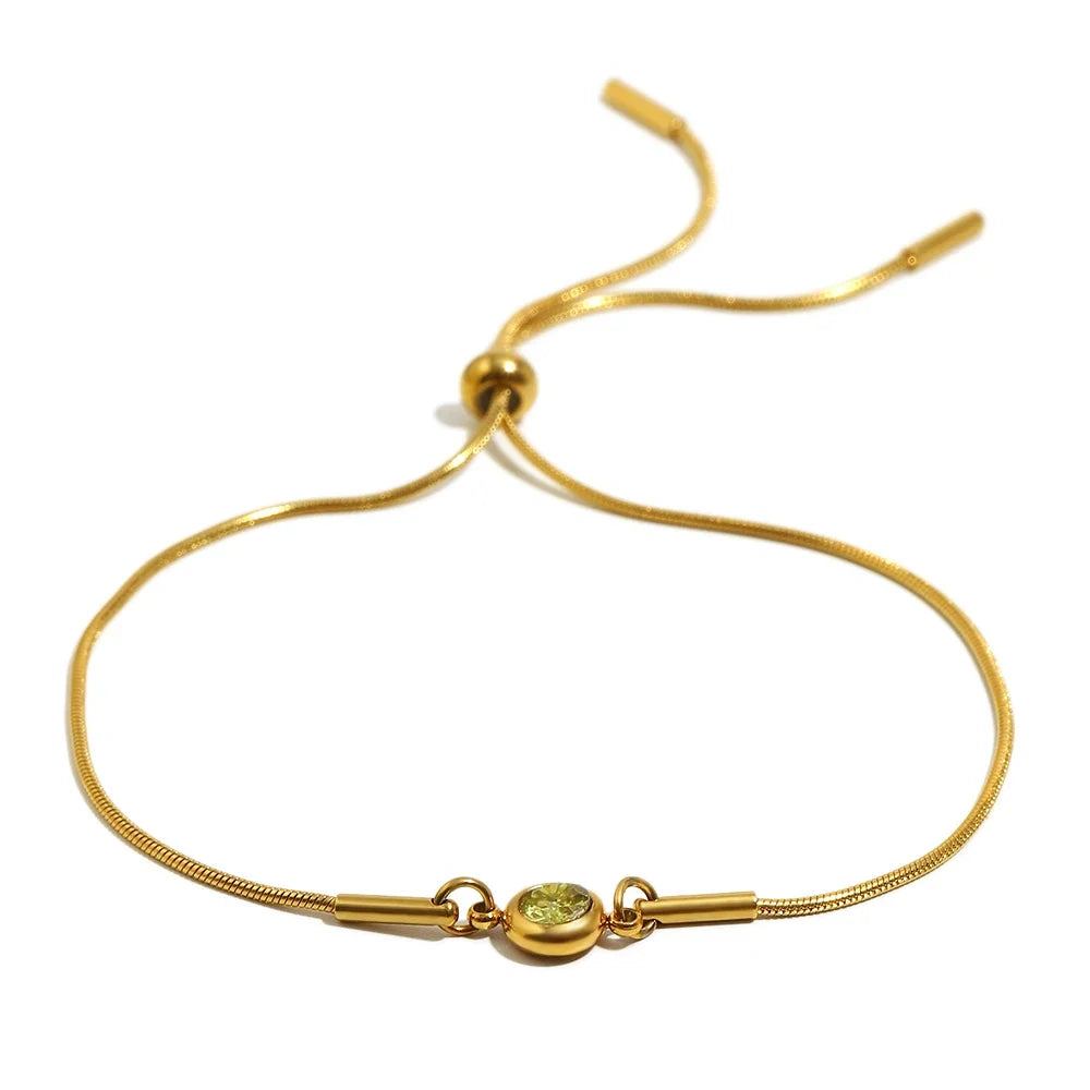 Bracelet jonc avec pierre de naissance colorée
