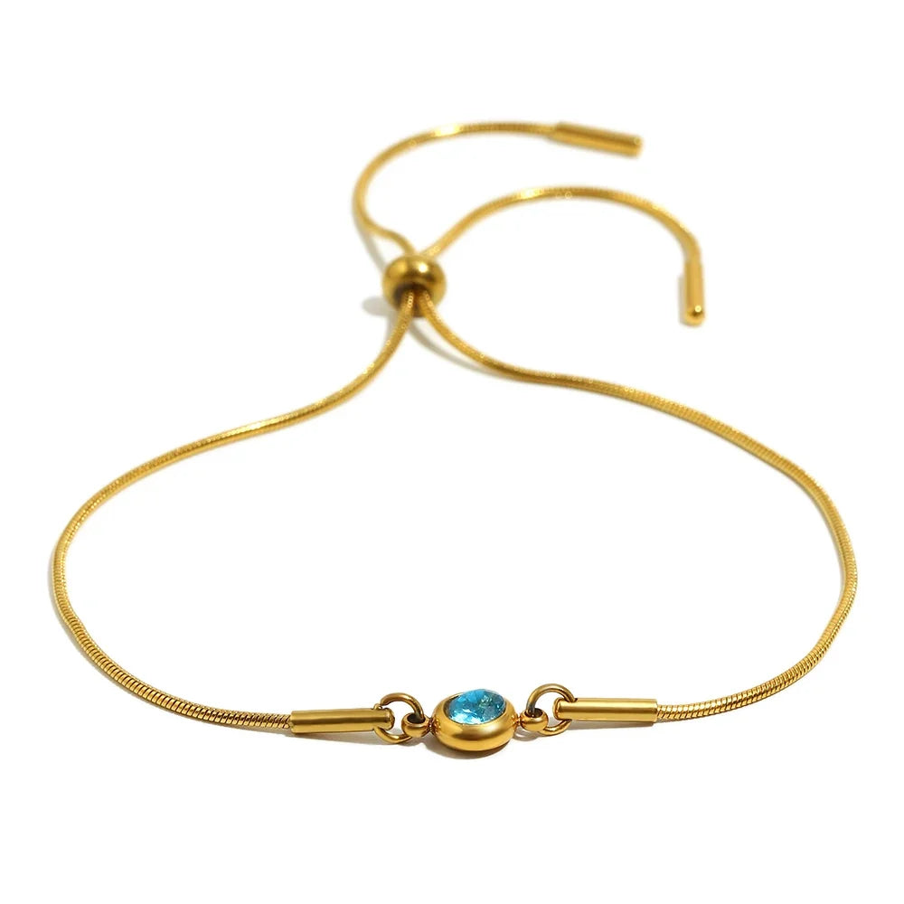 Bracelet jonc avec pierre de naissance colorée