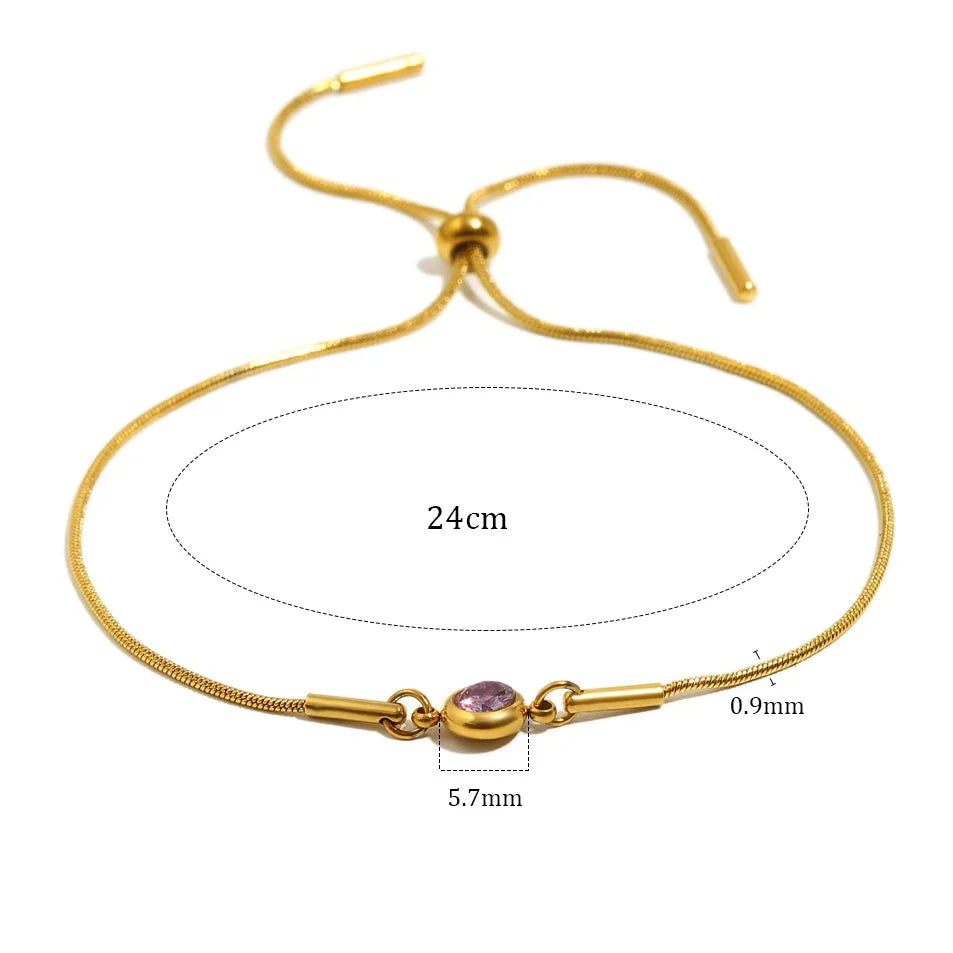 Bracelet jonc avec pierre de naissance colorée