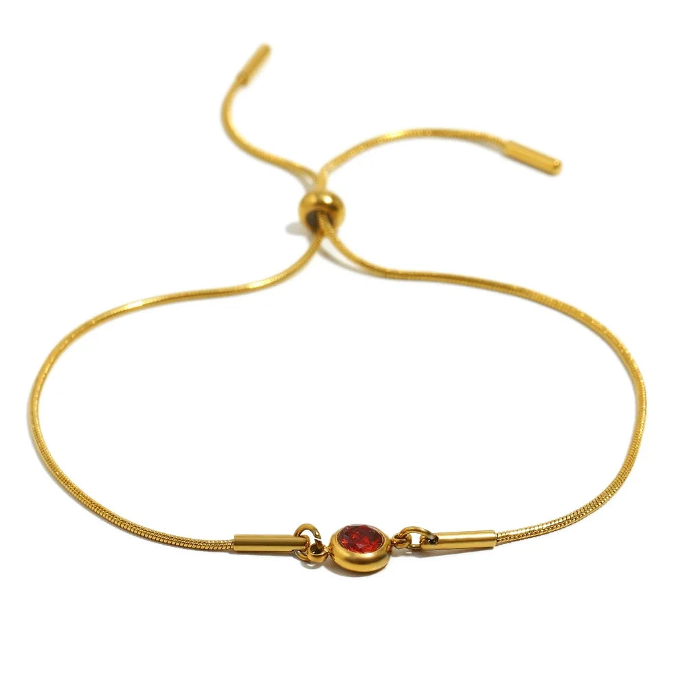 Bracelet jonc avec pierre de naissance colorée
