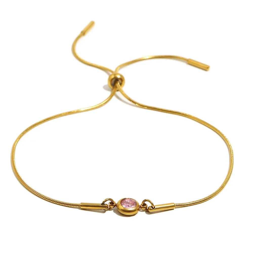 Bracelet jonc avec pierre de naissance colorée