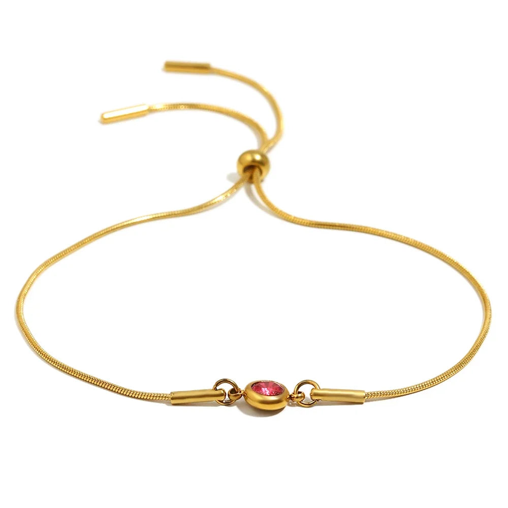 Bracelet jonc avec pierre de naissance colorée