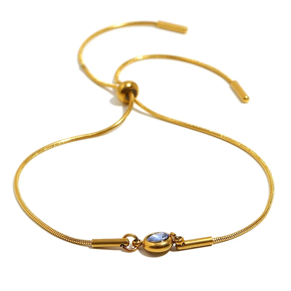 Bracelet jonc avec pierre de naissance colorée