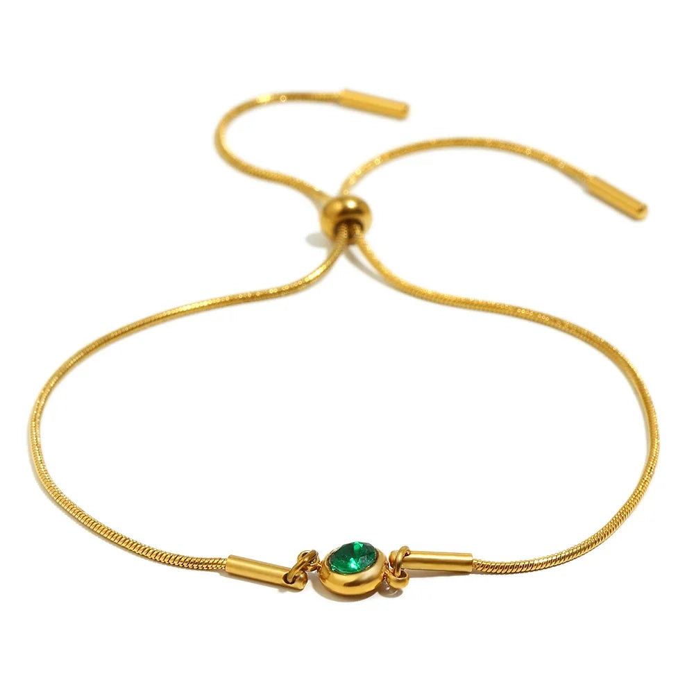 Bracelet jonc avec pierre de naissance colorée