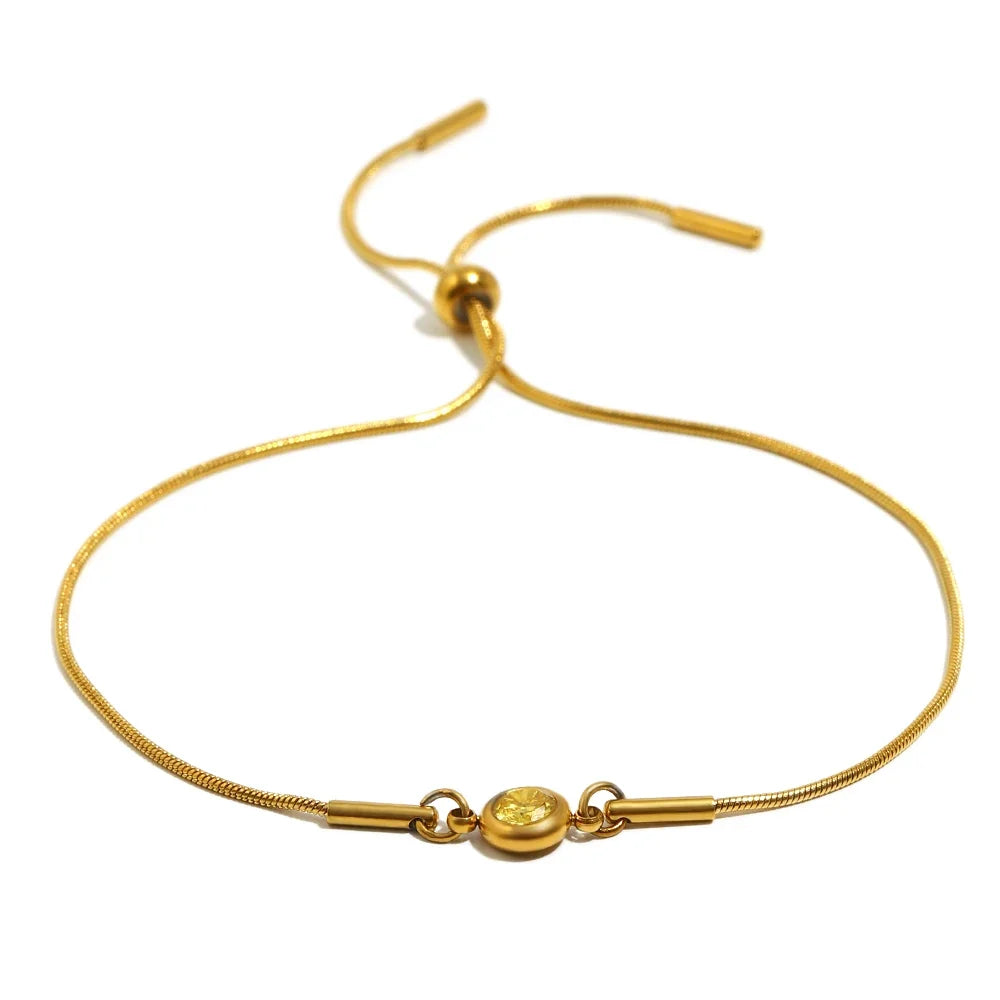 Bracelet jonc avec pierre de naissance colorée