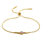 Bracelet jonc avec pierre de naissance colorée