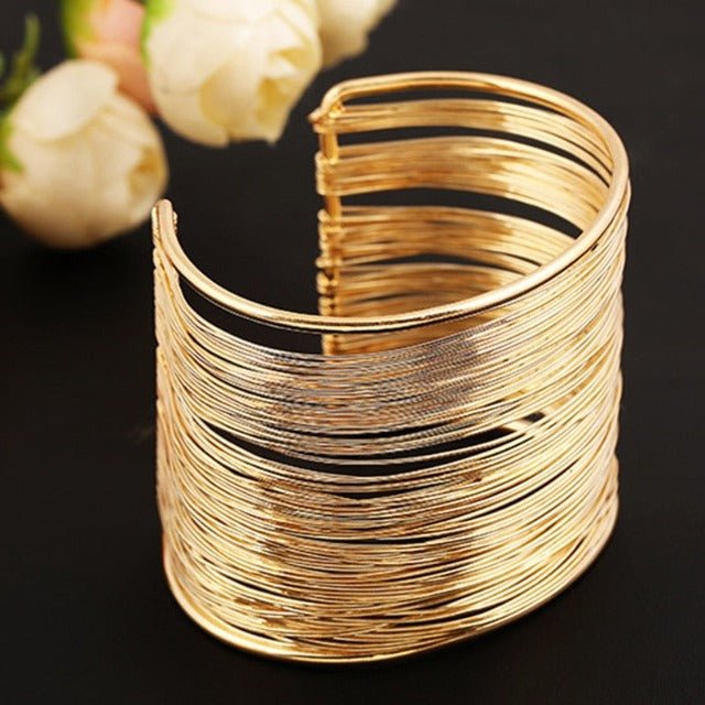 Thick Gold & Silver Bangle Bracelet for Women gold