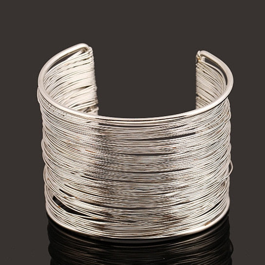 Thick Gold & Silver Bangle Bracelet for Women silver