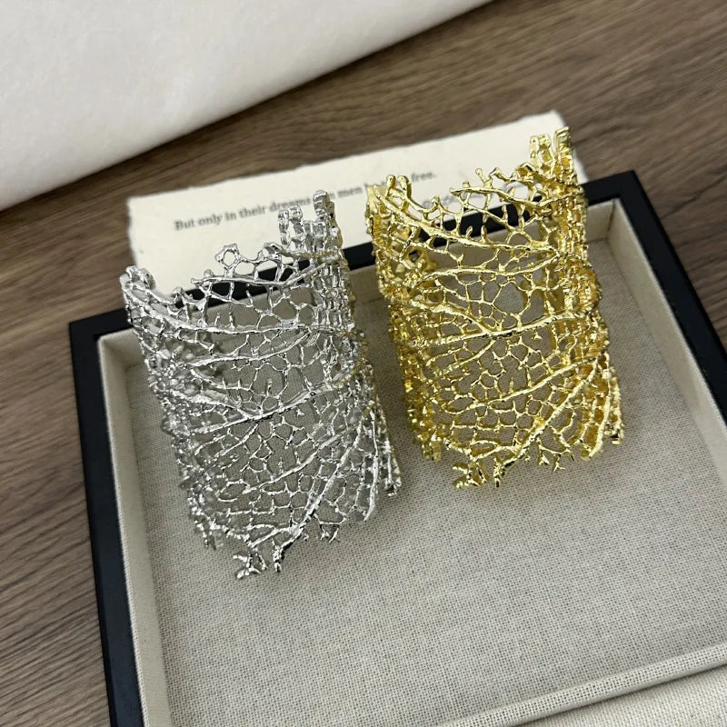 Wide Coral Bracelet Woman silver