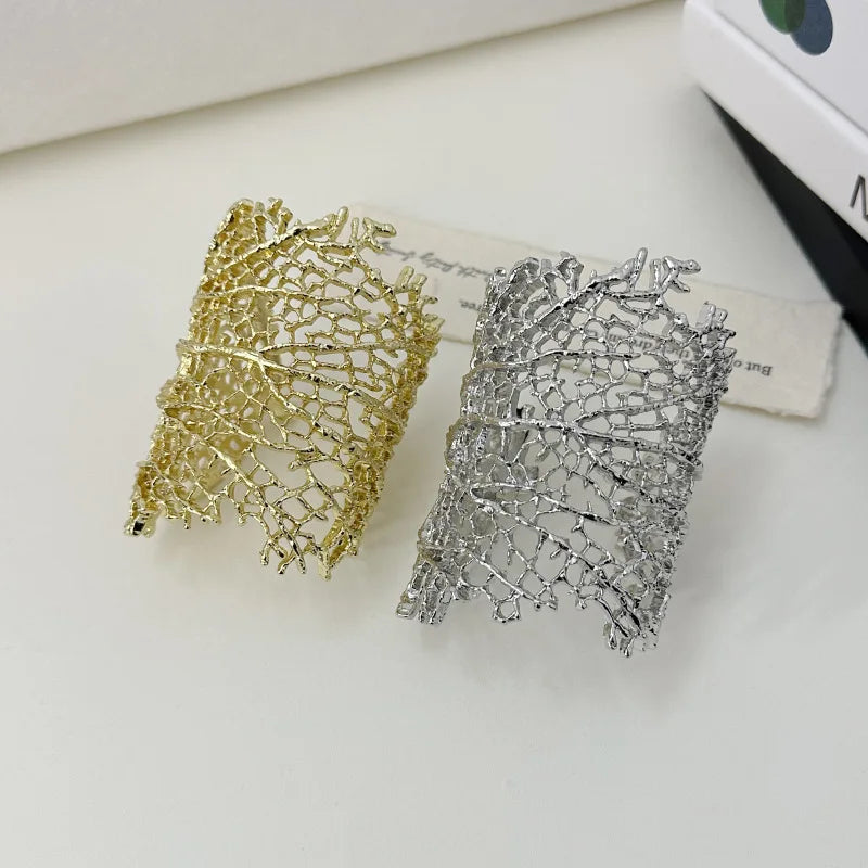 Wide Coral Bracelet Woman gold