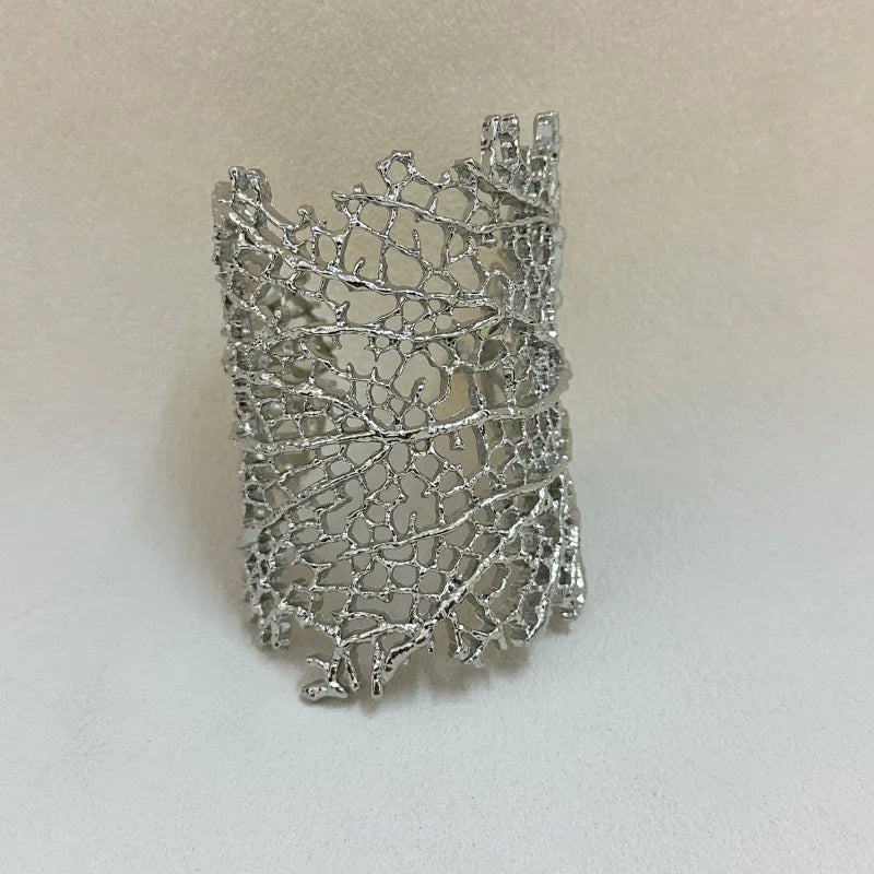 Wide Coral Bracelet Woman silver